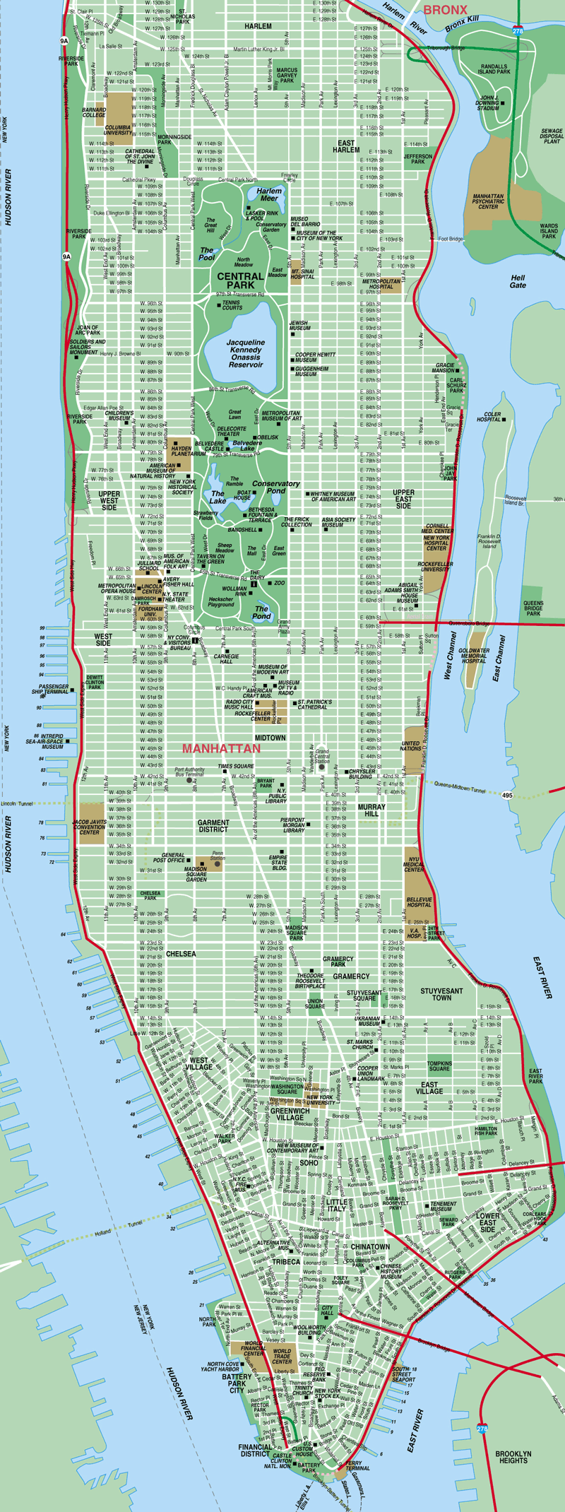 Map Of Manhattan New York City Detailed Manhattan Map