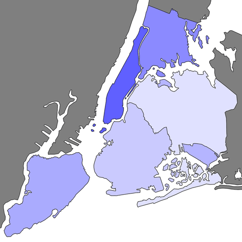 New York City boroughs - outline map