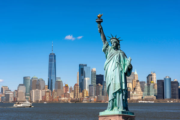 Statue of Liberty with Manhattan Skyline